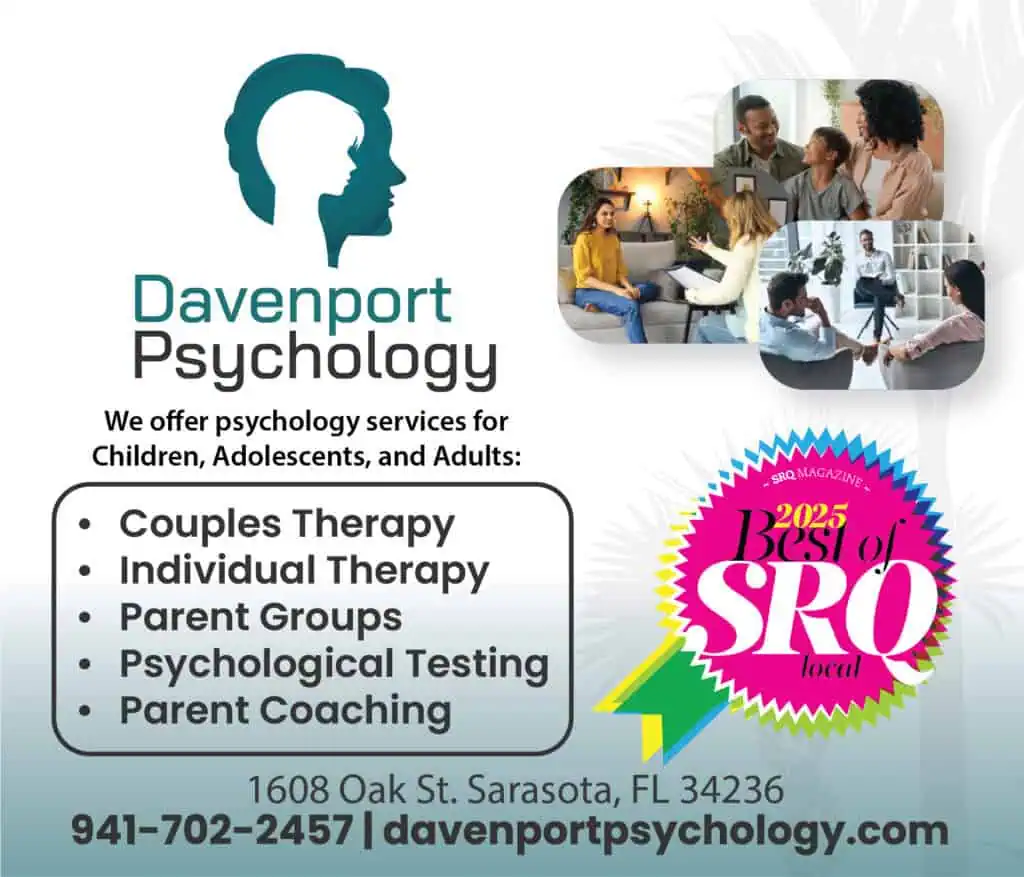 Voted Best Psychologist Sarasota by SRQ Local at SRQ magazine.