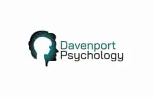 Unique Davenport Psychology logo featuring silhouettes of human profiles representing mental health and psychological services.
