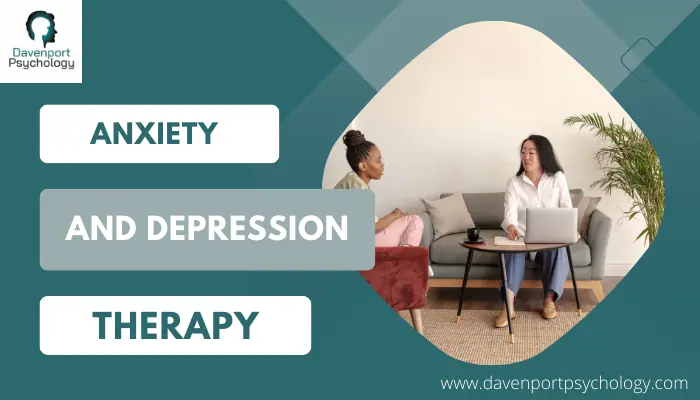 Counseling session for anxiety and depression at Davenport Psychology, mental health therapy services in Davenport, Iowa.