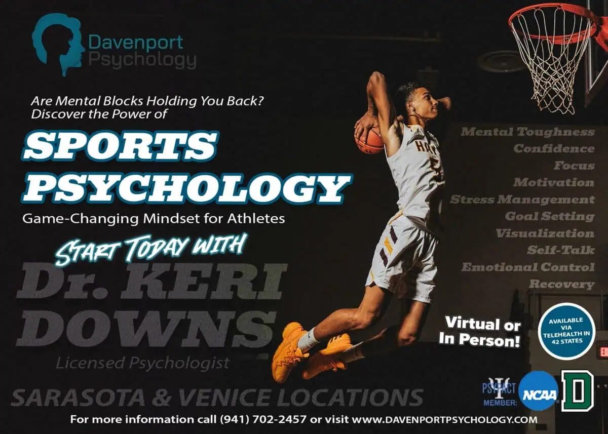 Sports Psychology in Sarasota and Venice, FL. Specializing in off season resets! Call today 941-770-22407