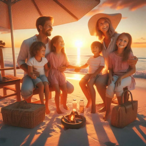 family on Siesta Key beach. Happy after family therapy at Davenport Psychology Sarasota office. Call today 941-702-2457