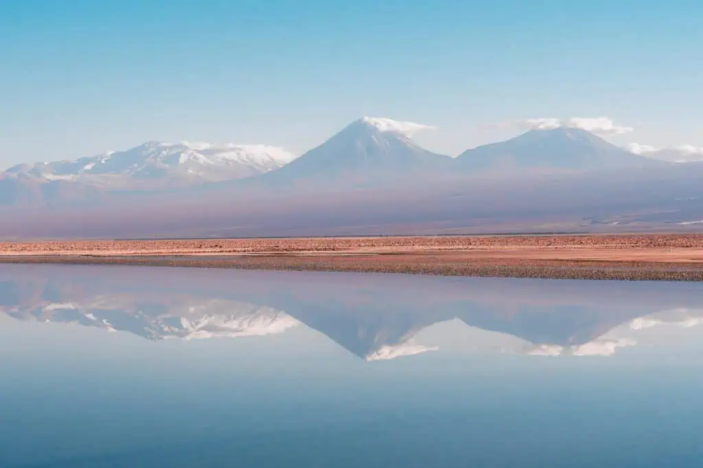 scenic view of andes mountains reflection in chile