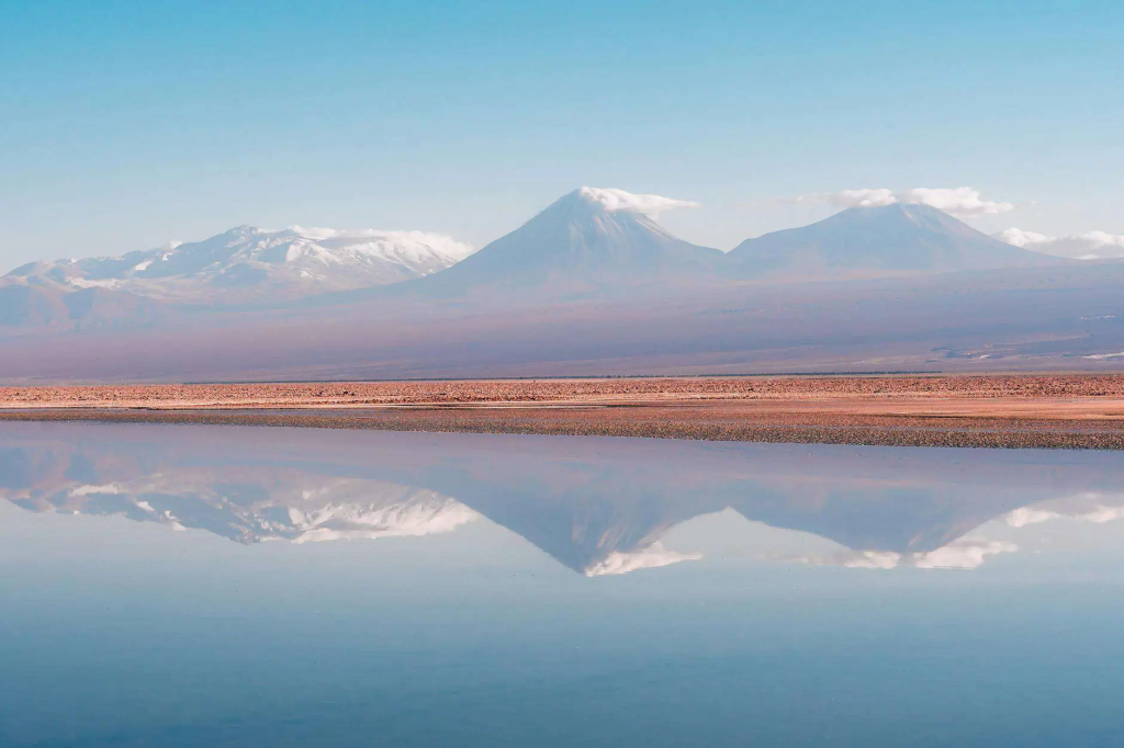 scenic view of andes mountains reflection in chile