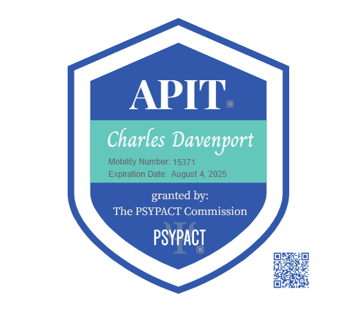 Dr. Charles R. Davenport Licensed Psychologist. Treats Gifted and Learning Disables, work stress, depression, anxiety and couples counseling in Sarasota and Venice, FL and in over 40 states by telehealth.