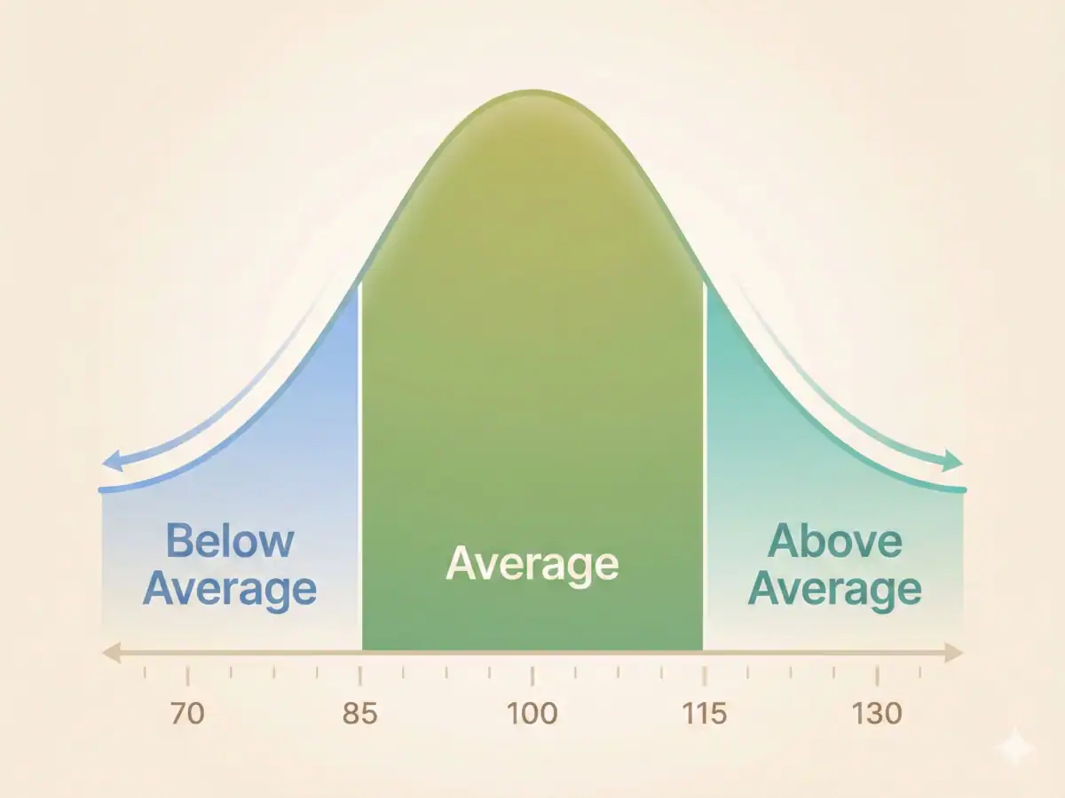 Infographic showing how psychological test scores are interpreted and what they mean