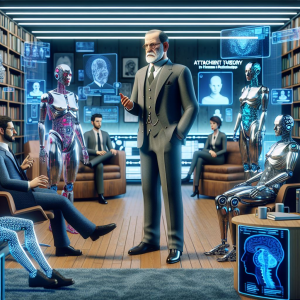 Attachment theory concepts applied to human-AI relationships illustrated with a psychoanalytic figure