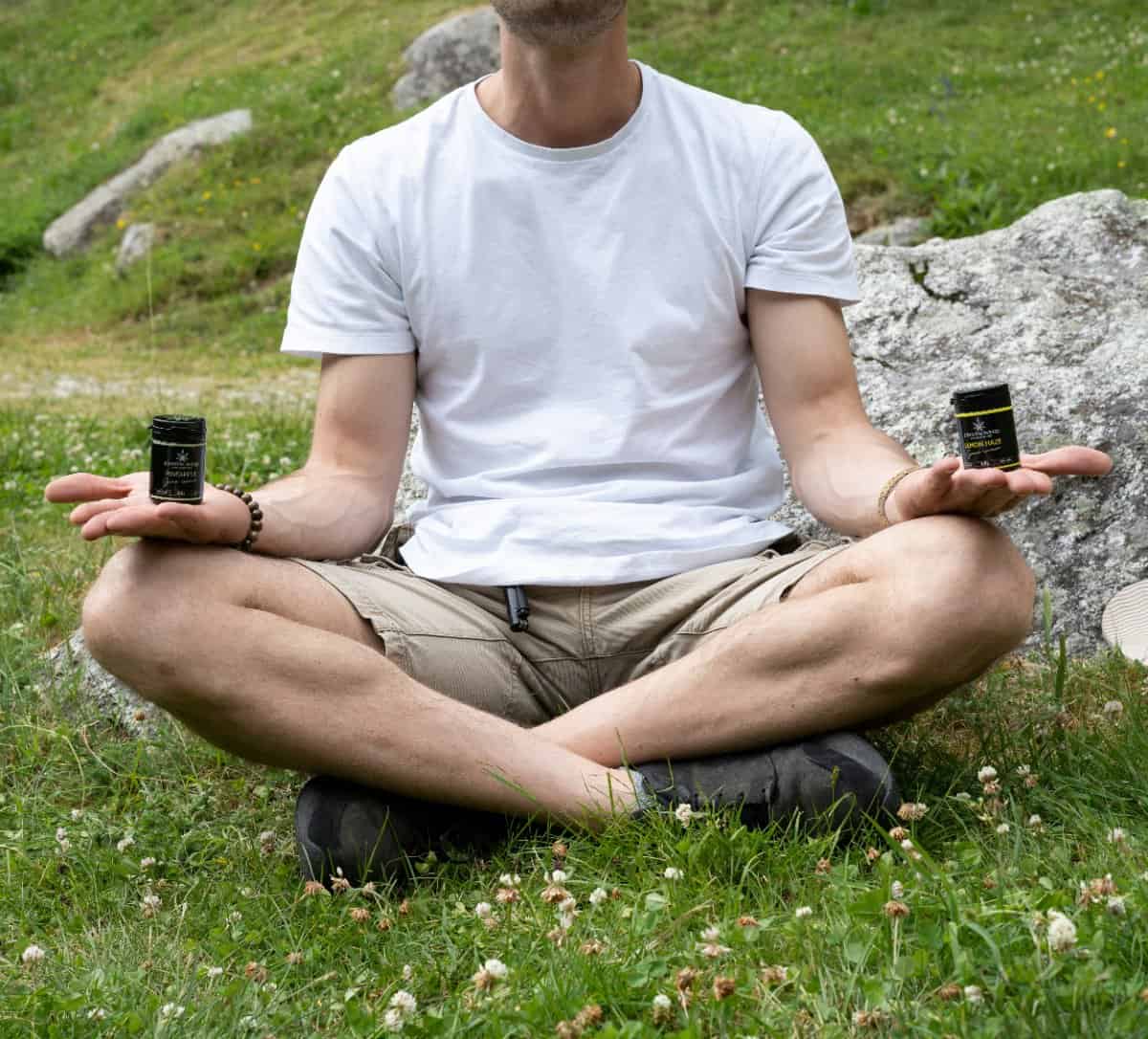 Person meditating in a peaceful setting