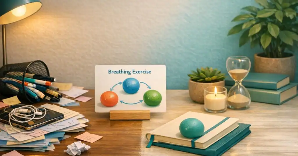 Professional appearing calm at work while experiencing hidden anxiety symptoms that a Sarasota psychologist can help identify and treat