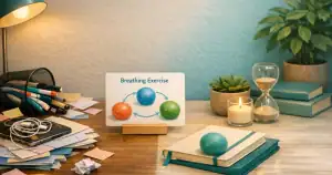 Professional appearing calm at work while experiencing hidden anxiety symptoms that a Sarasota psychologist can help identify and treat