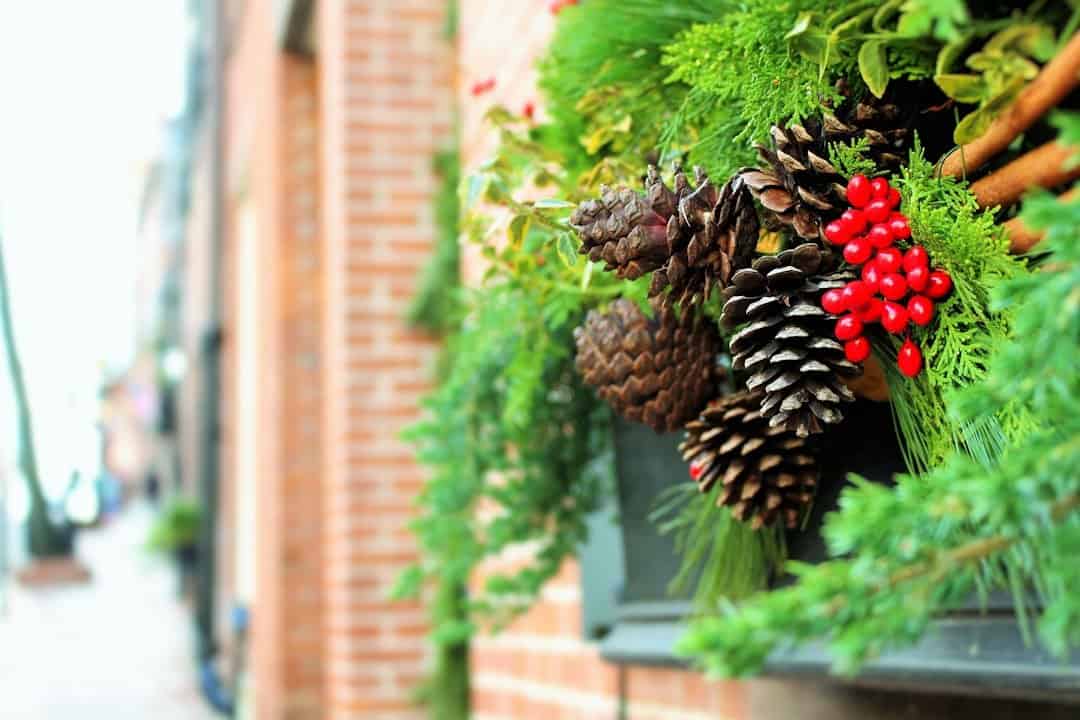 Child helping with holiday decorations