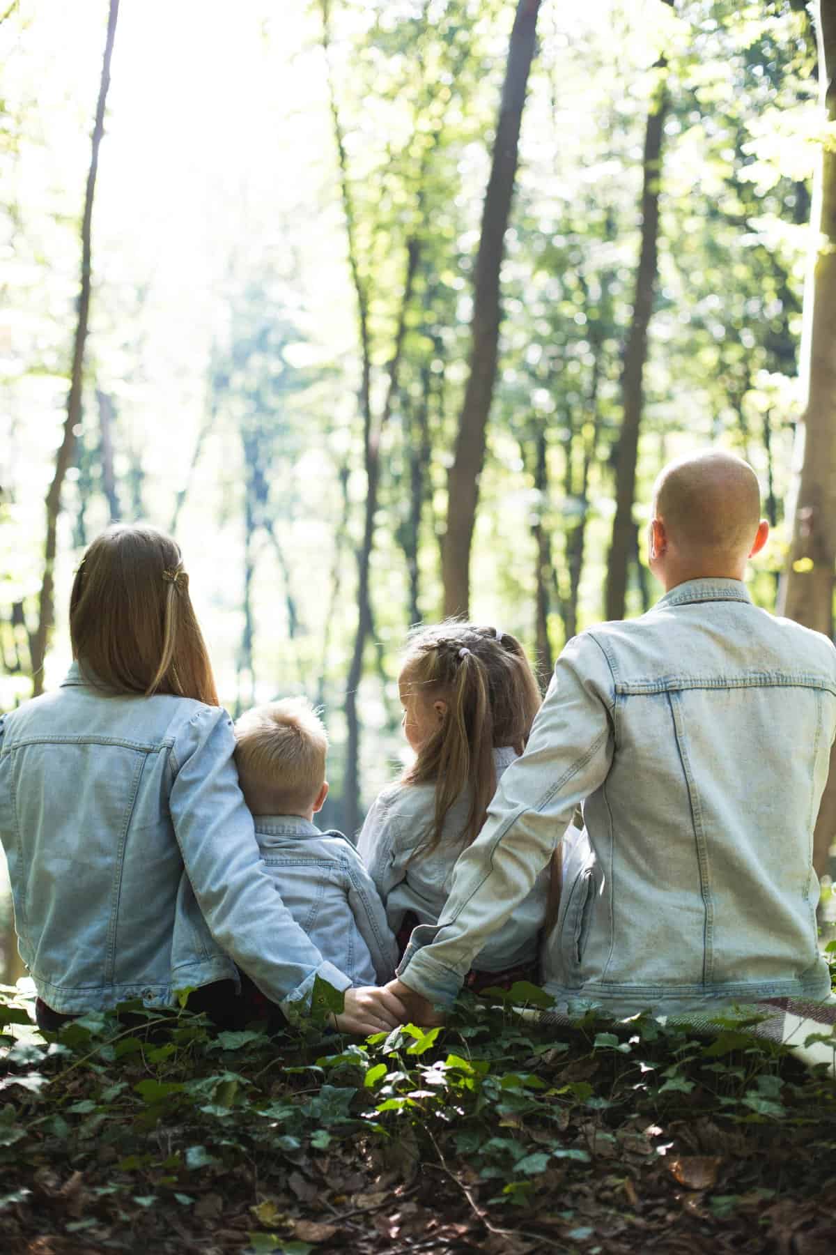 Family together enjoying outdoor activities without digital devices