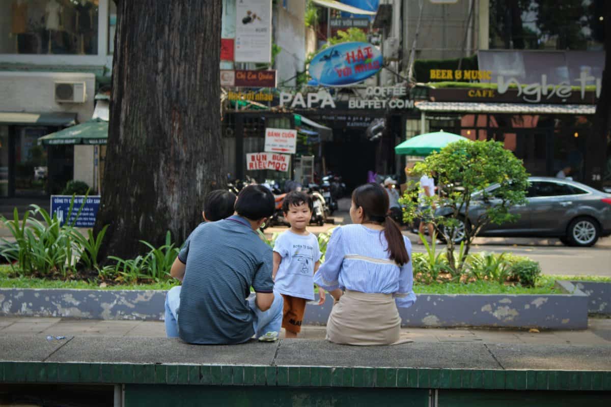 Father spending quality time with children