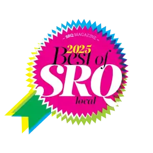 Best Psychologist in Sarasota won by Davenport Psychology. Logo of Best of SRQ local award by SRQ Magazine.